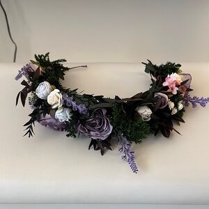 Purple Festival Rose Fairy Cottagecore Flower Crown Headband Cosplay Head piece